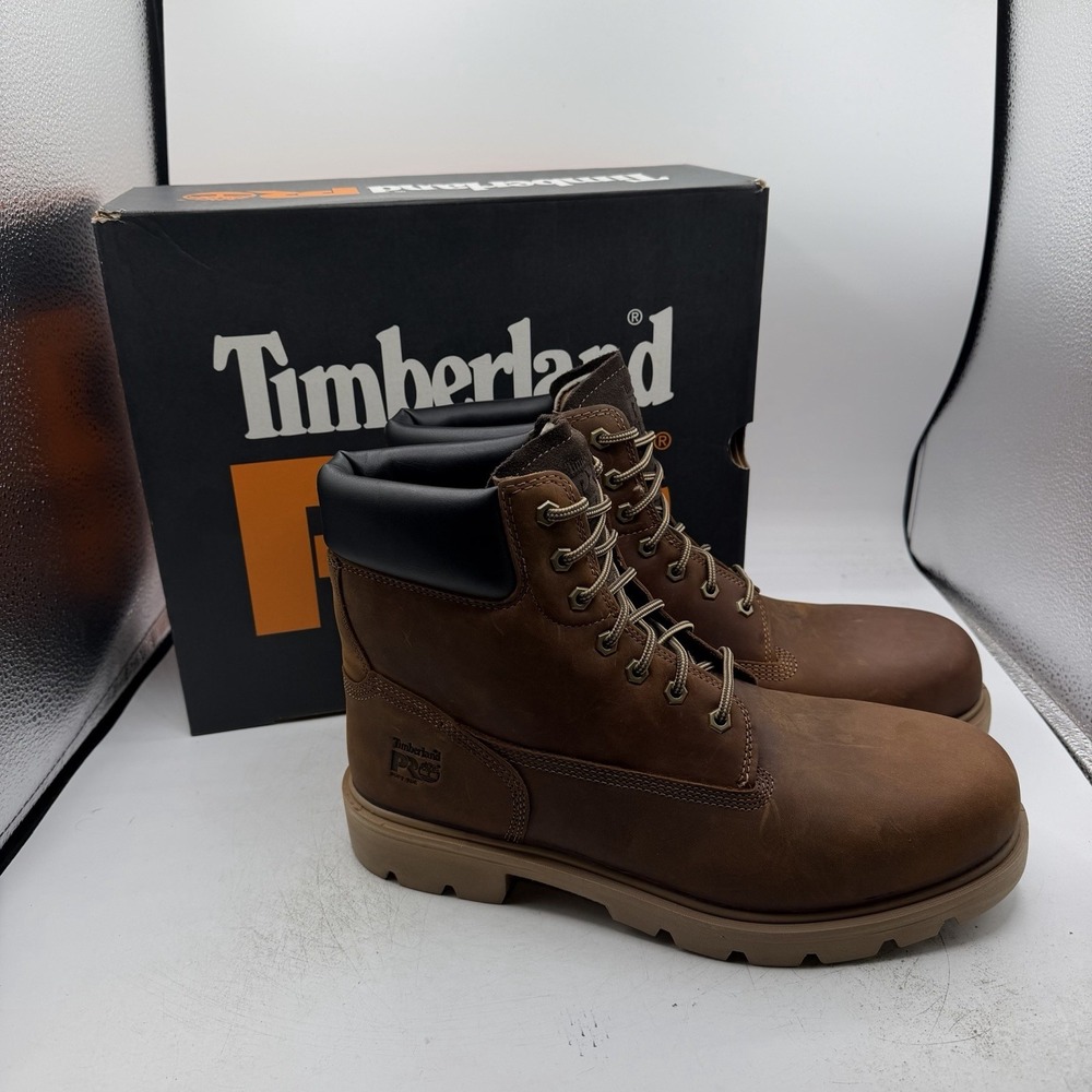 Timberland PRO Sawhorse 6" Soft Toe Work Boots Mens Sz 8 M Brown Leather